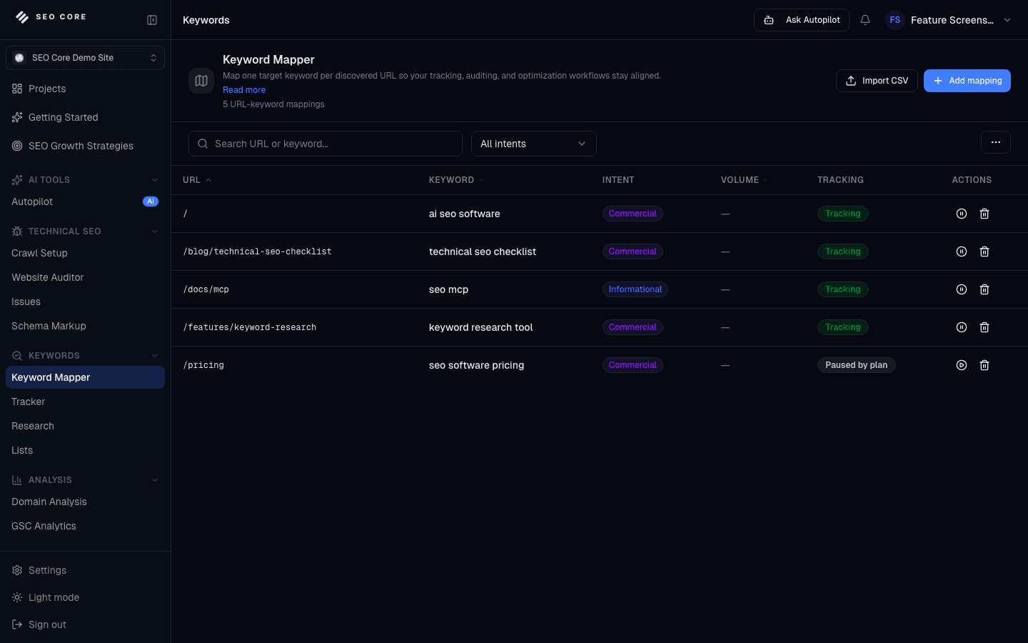 Keyword Mapper interface