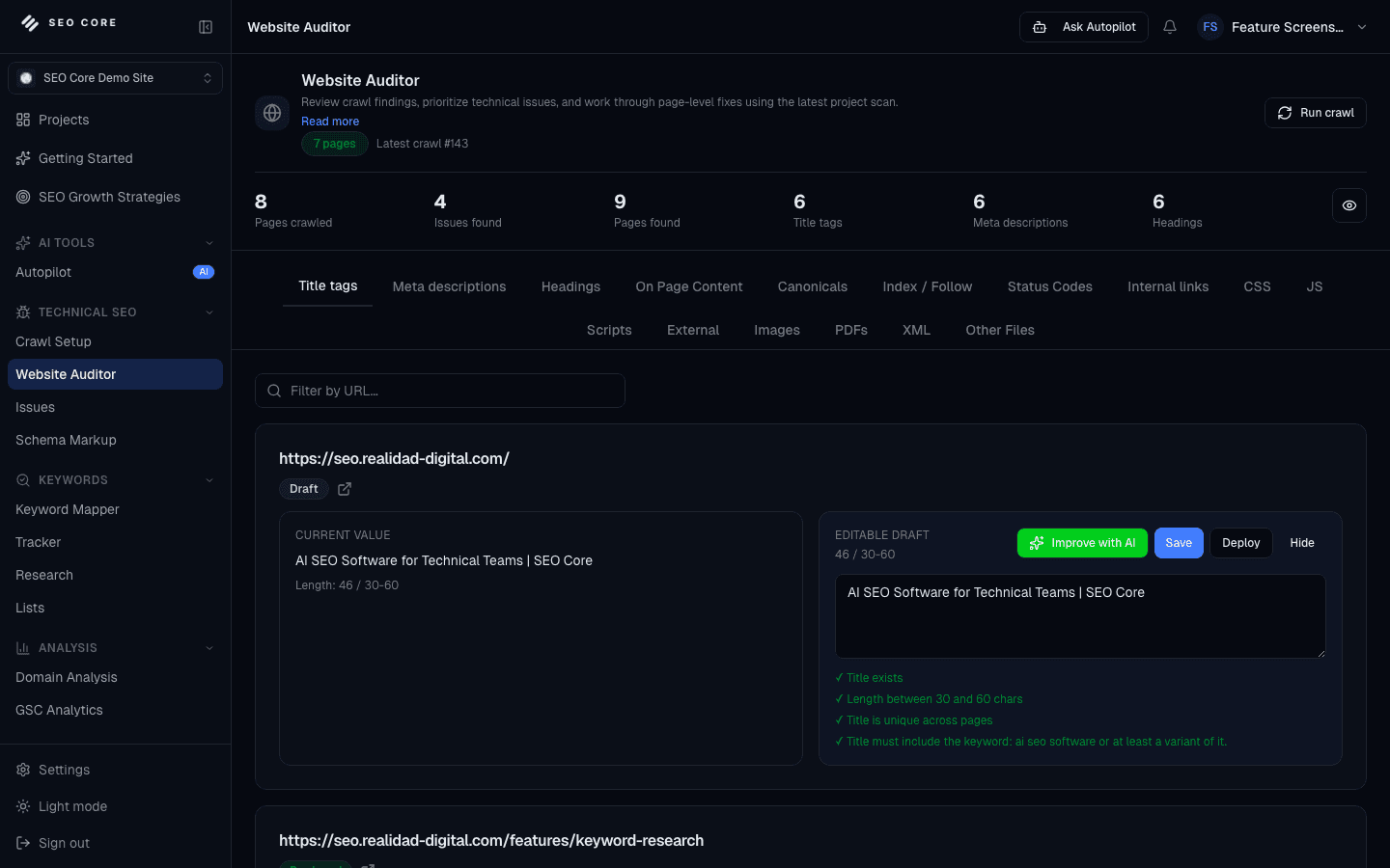 Technical Reports interface