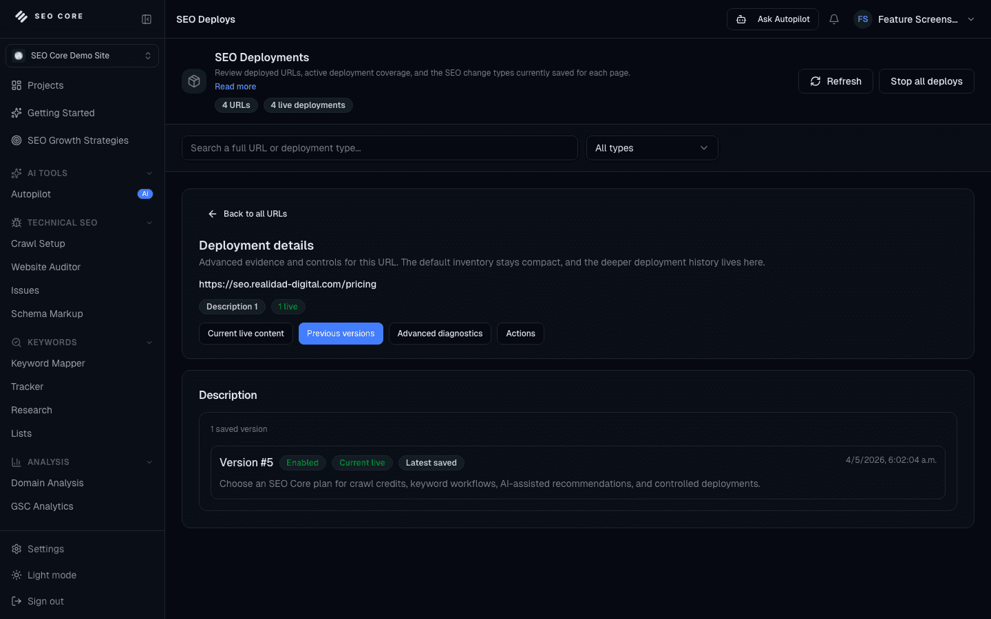 Deployments workflow release timeline panel